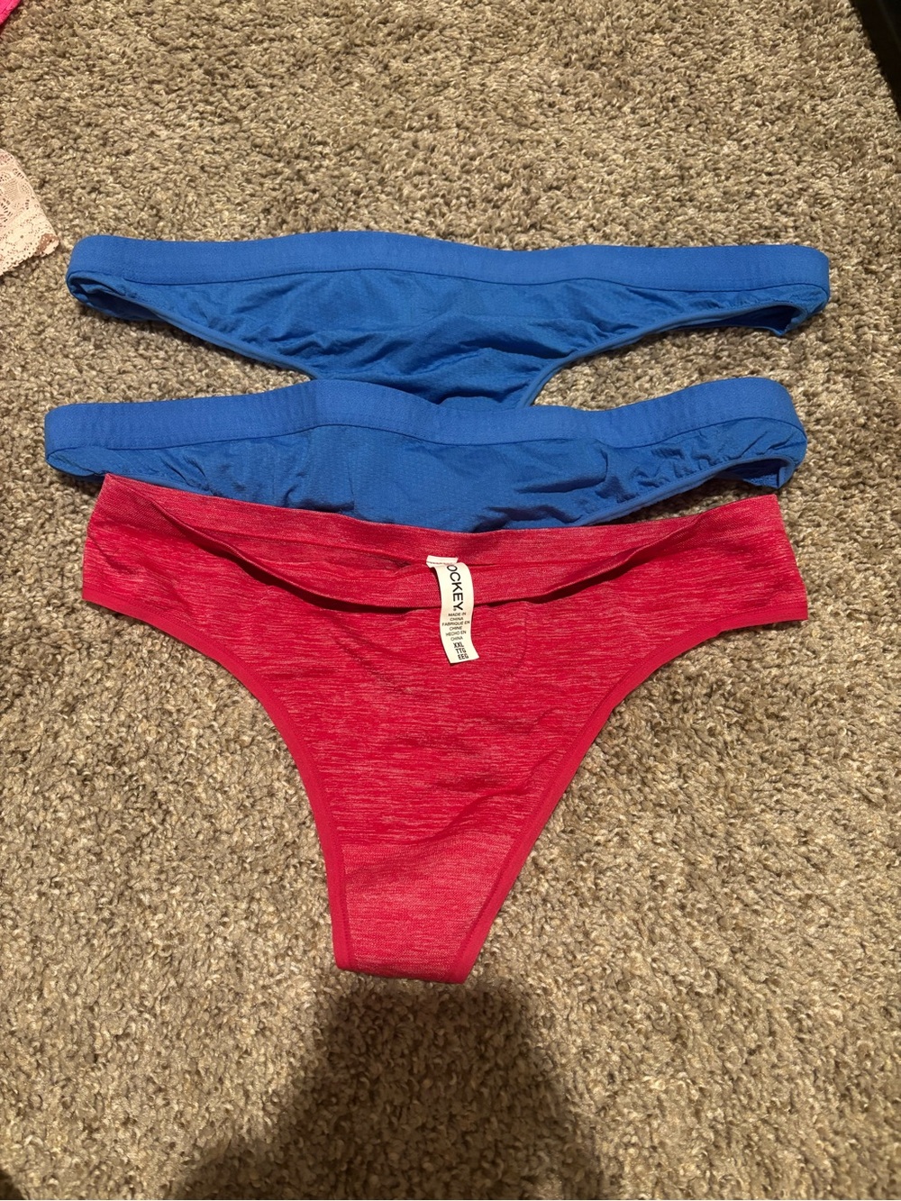 Athletic j Soft Stretch Thong Panties - Blue & Red -